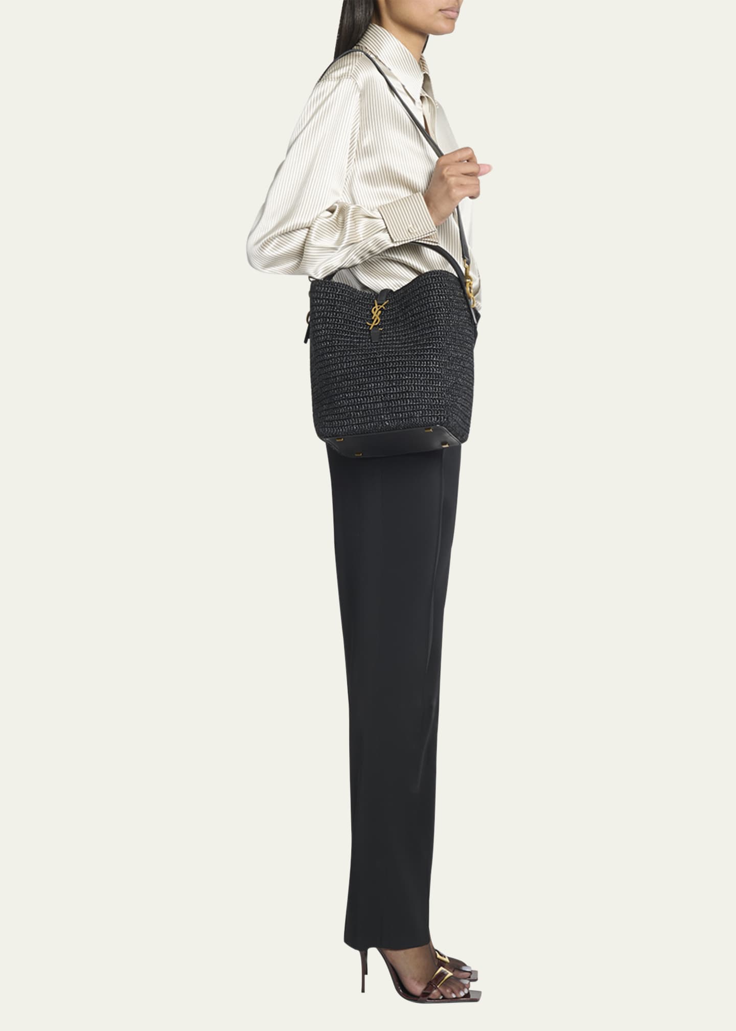 Saint Laurent Le 37 Raffia Bucket Bag Image 2 of 5