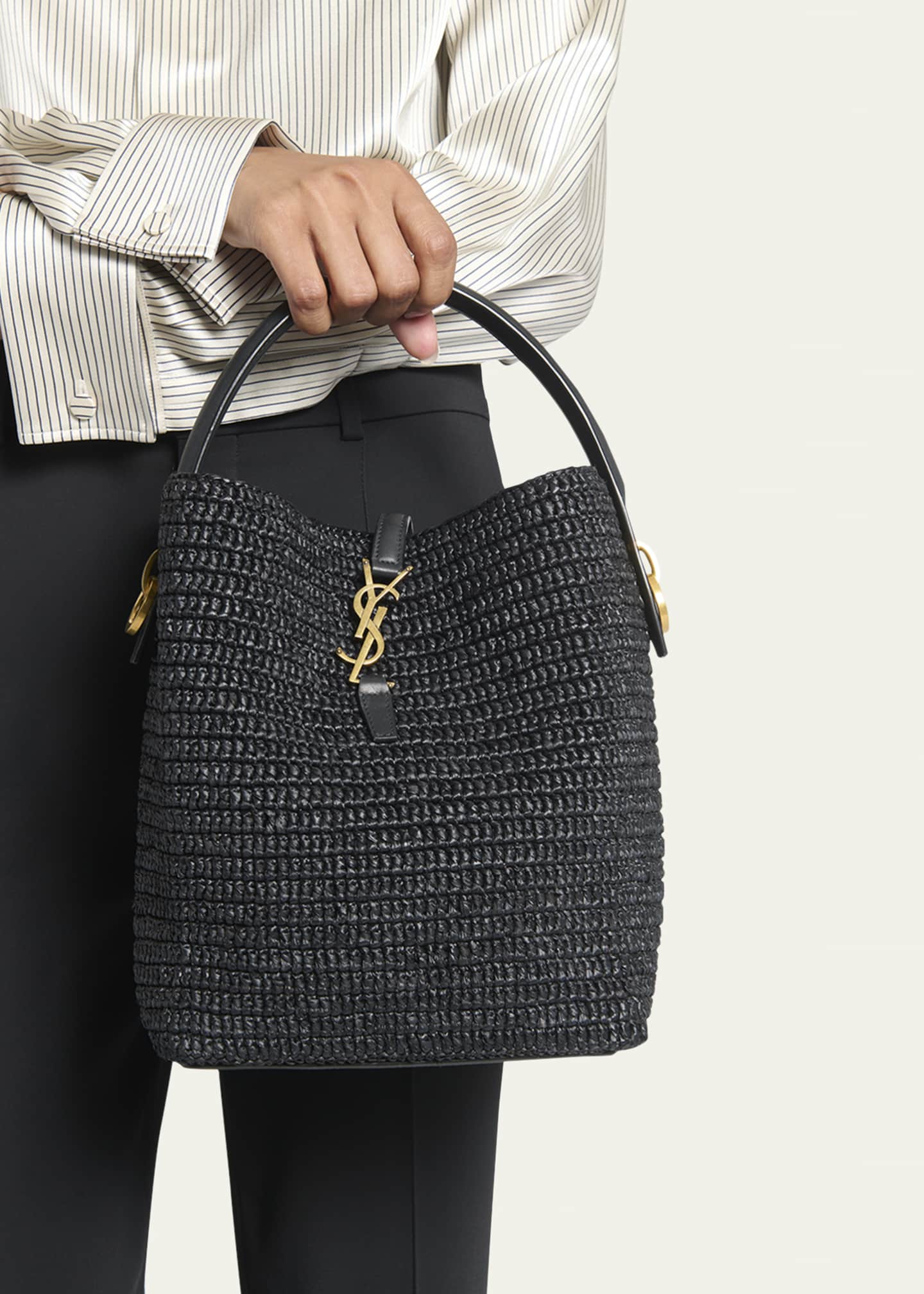 Saint Laurent Le 37 Raffia Bucket Bag Image 5 of 5
