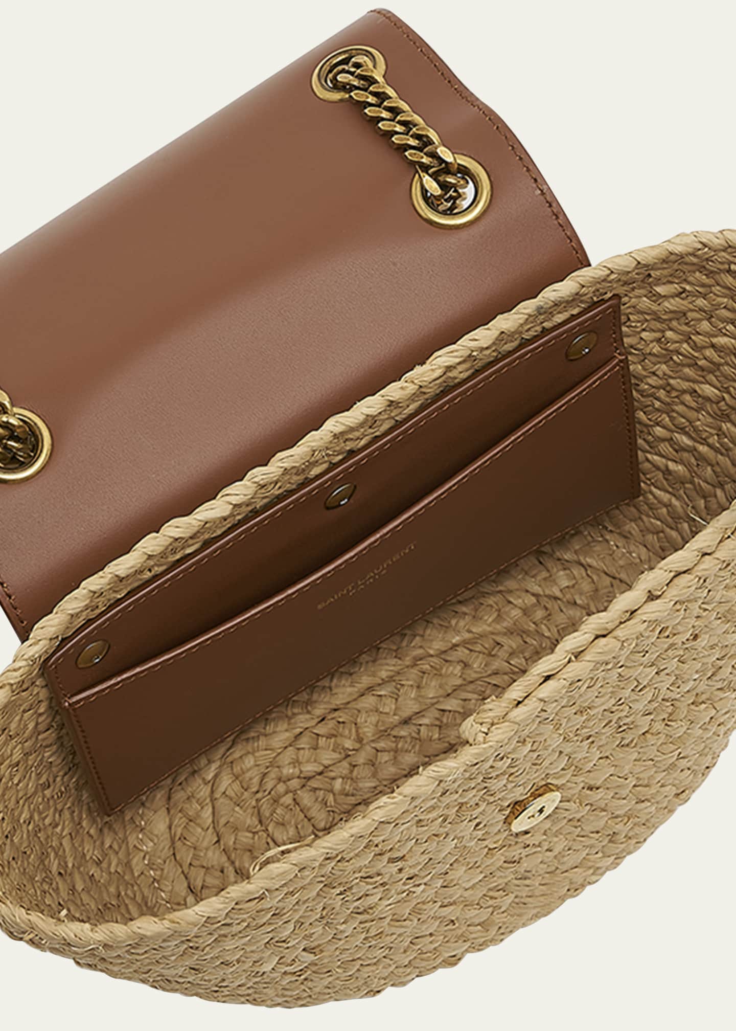 Saint Laurent Panier Mini YSL Flap Crossbody Basket Bag in Raffia Image 4 of 5