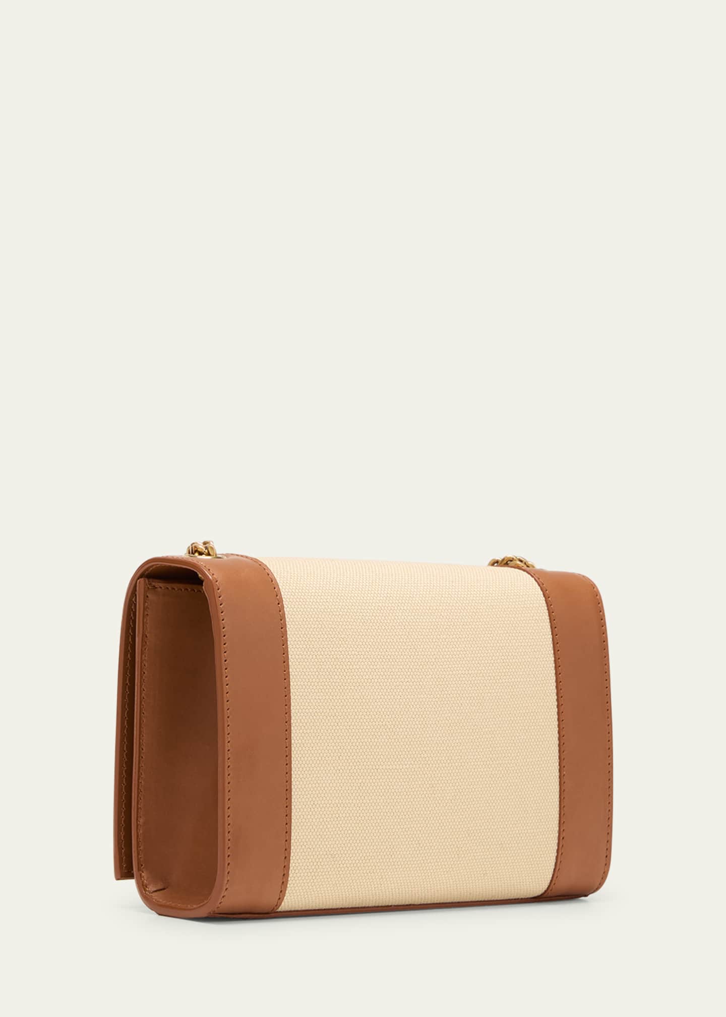Saint Laurent Kate Small YSL Wallet on Chain in Linen and Leather Image 3 of 5