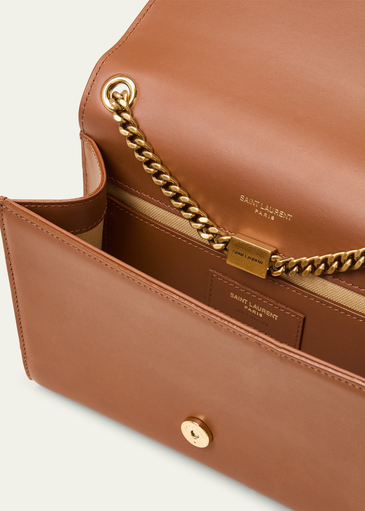 Saint Laurent Kate Small YSL Wallet on Chain in Linen and Leather Image 4 of 5