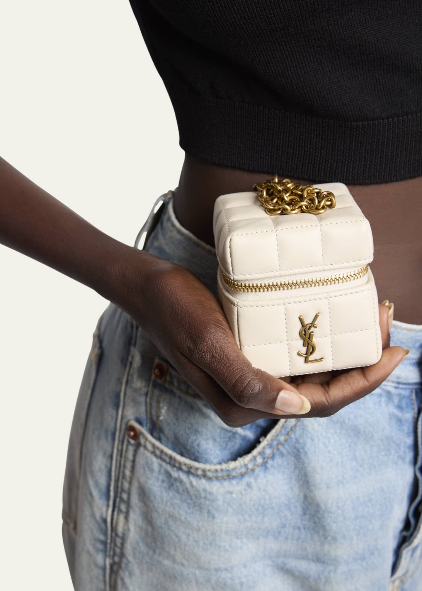 Saint Laurent Mini YSL Cube Leather Top-Handle Bag Image 2 of 5