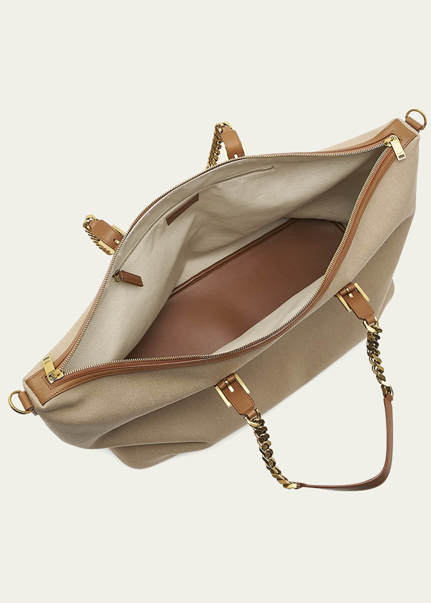 Saint Laurent YSL Zip Leather Canvas Duffel Bag Bergdorf Goodman