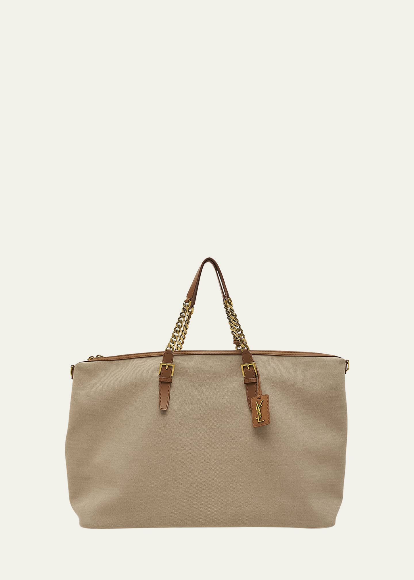 Saint Laurent YSL Zip Leather Canvas Duffel Bag Bergdorf Goodman