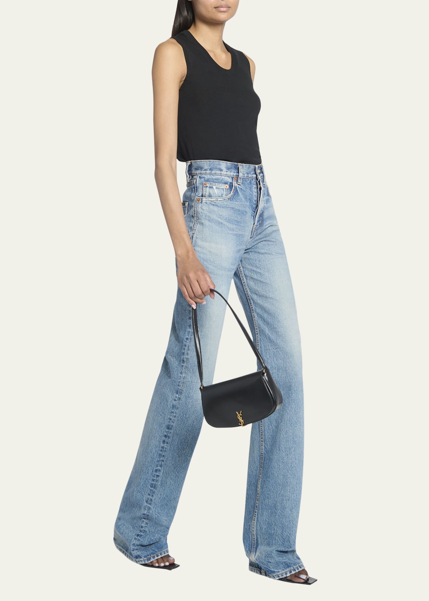 Saint Laurent Mini YSL Flap Leather Shoulder Bag Image 2 of 5