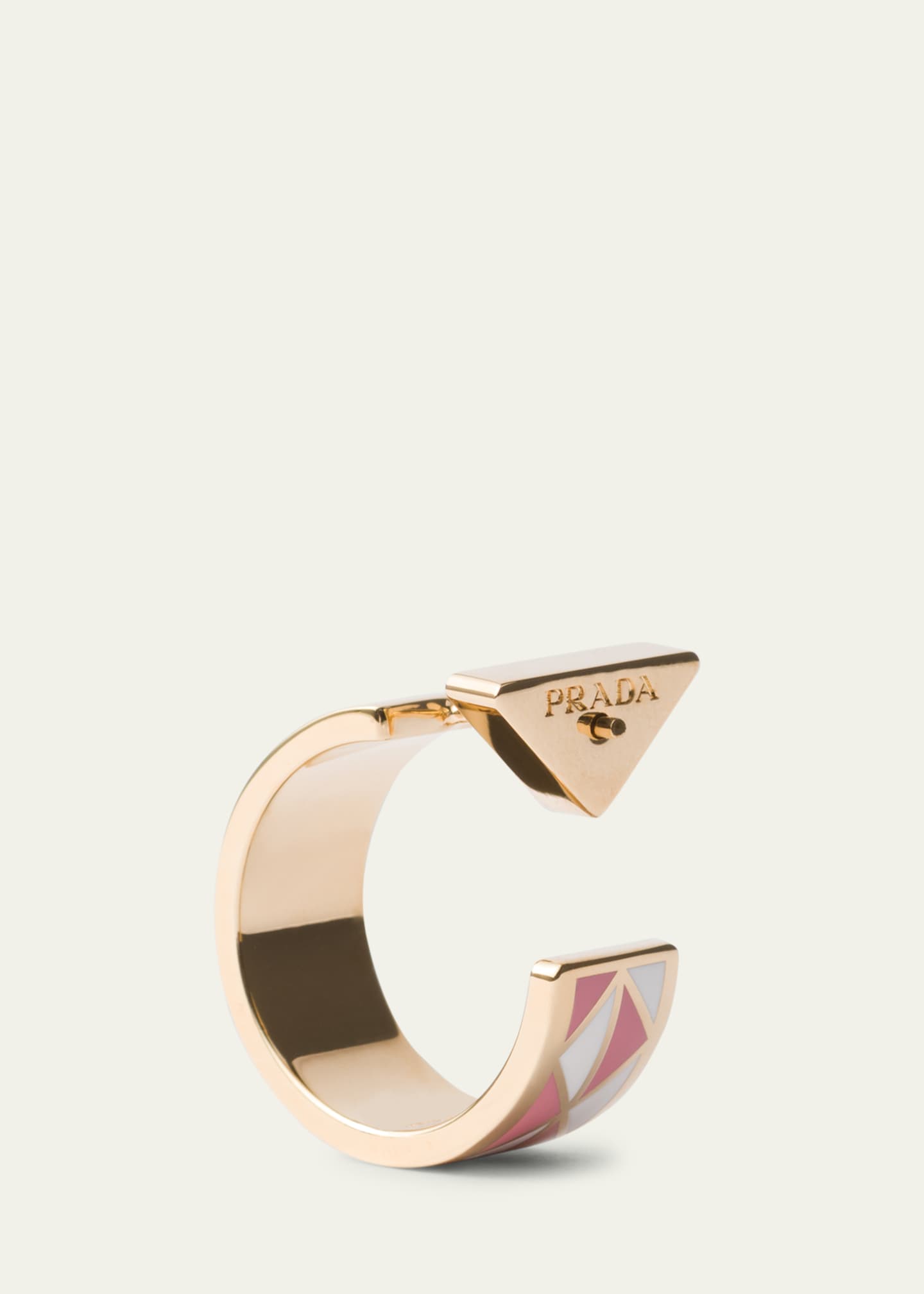 【PRADA】フープ型 l earrings Prada Triangle Symbole Enamel Hoop Earrings - Bergdorf Goodman