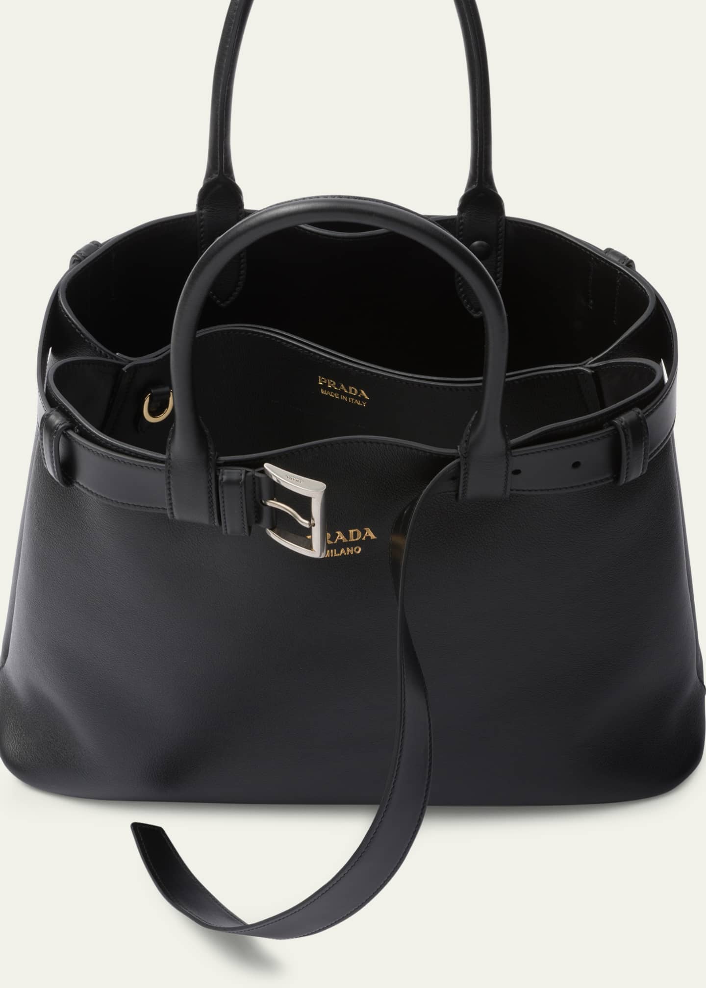 Prada Large Buckle Grain Leather Top-Handle Bag Image 4 of 5