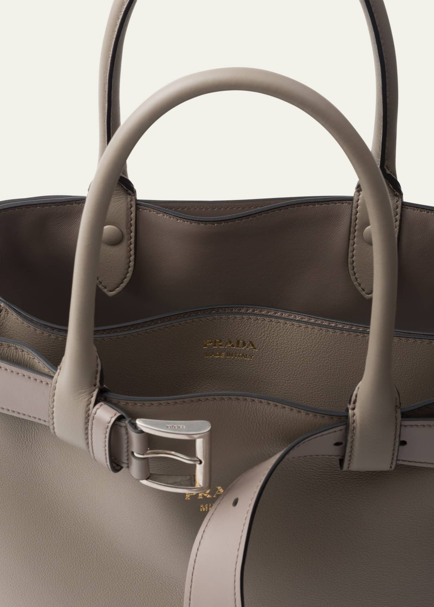 Prada Large Buckle Grain Leather Top-Handle Bag Image 4 of 5