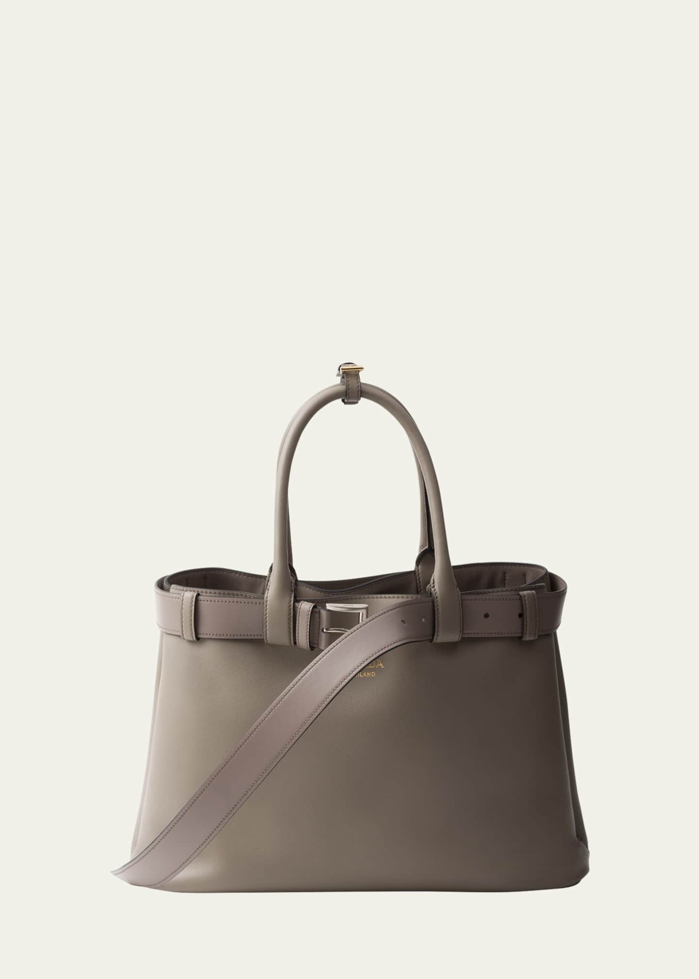Prada Large Buckle Grain Leather Top-Handle Bag Image 1 of 5