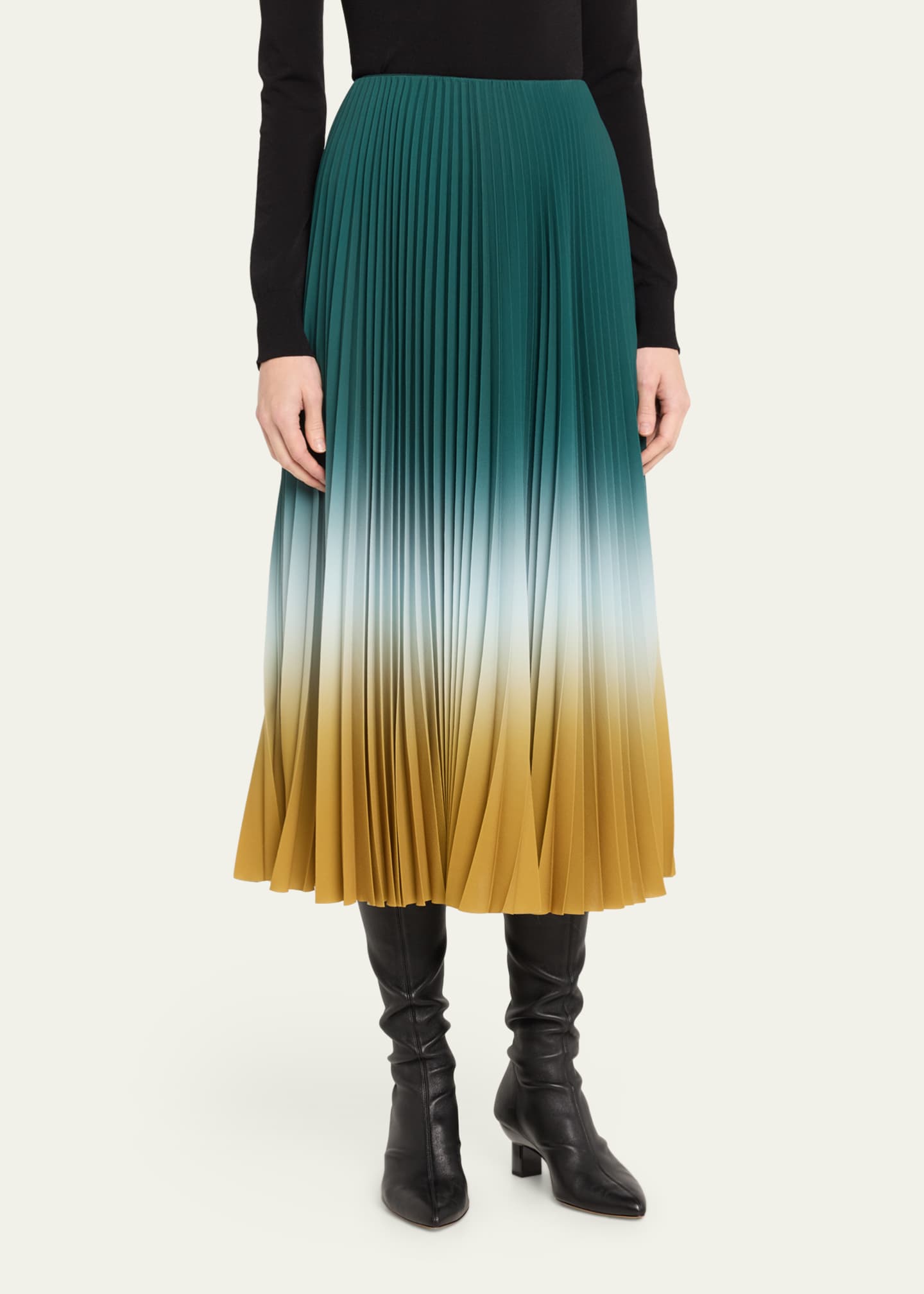 Stradivarius tie dye pleated midi skirt in green store