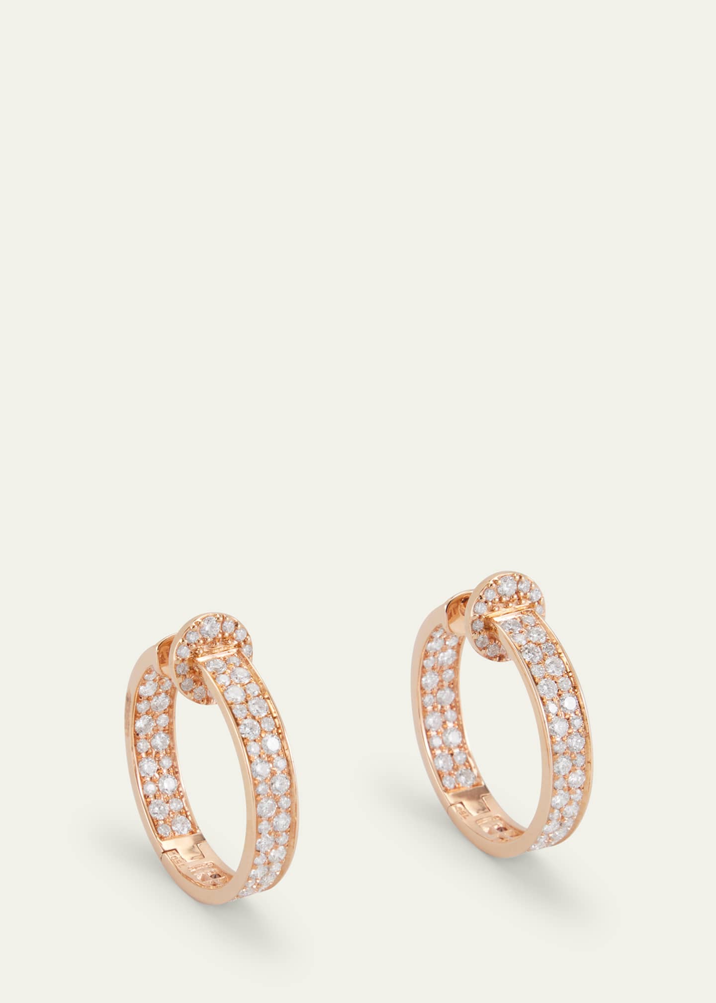 Nam Cho 18k Rose Gold Diamond Hoop Earrings Image 3 of 4
