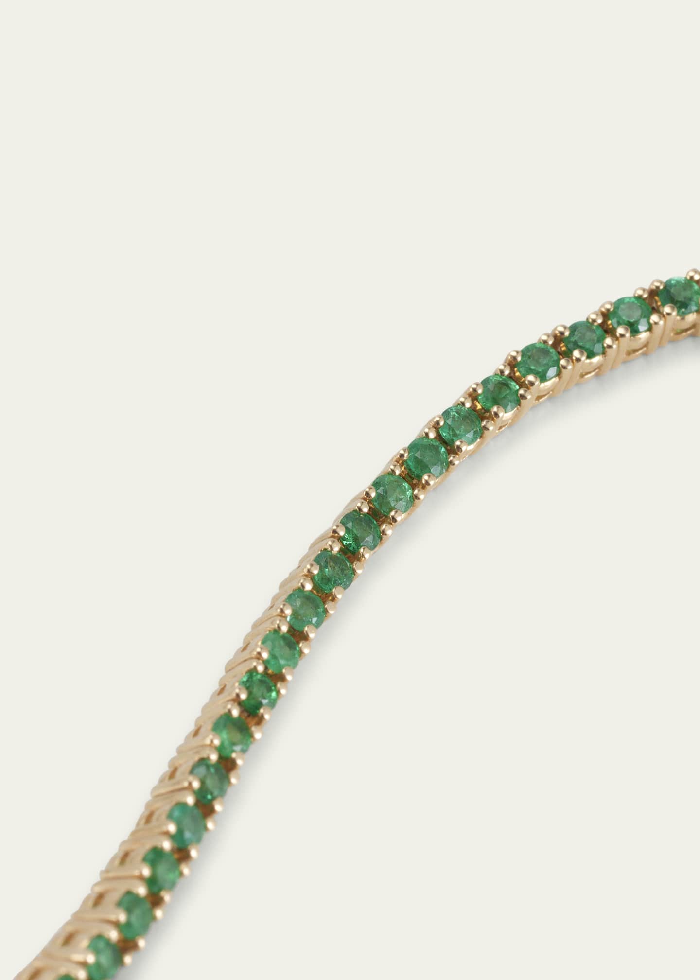 Nam Cho 18k Yellow Gold Riviera Diamond and Emerald Necklace Image 3 of 4