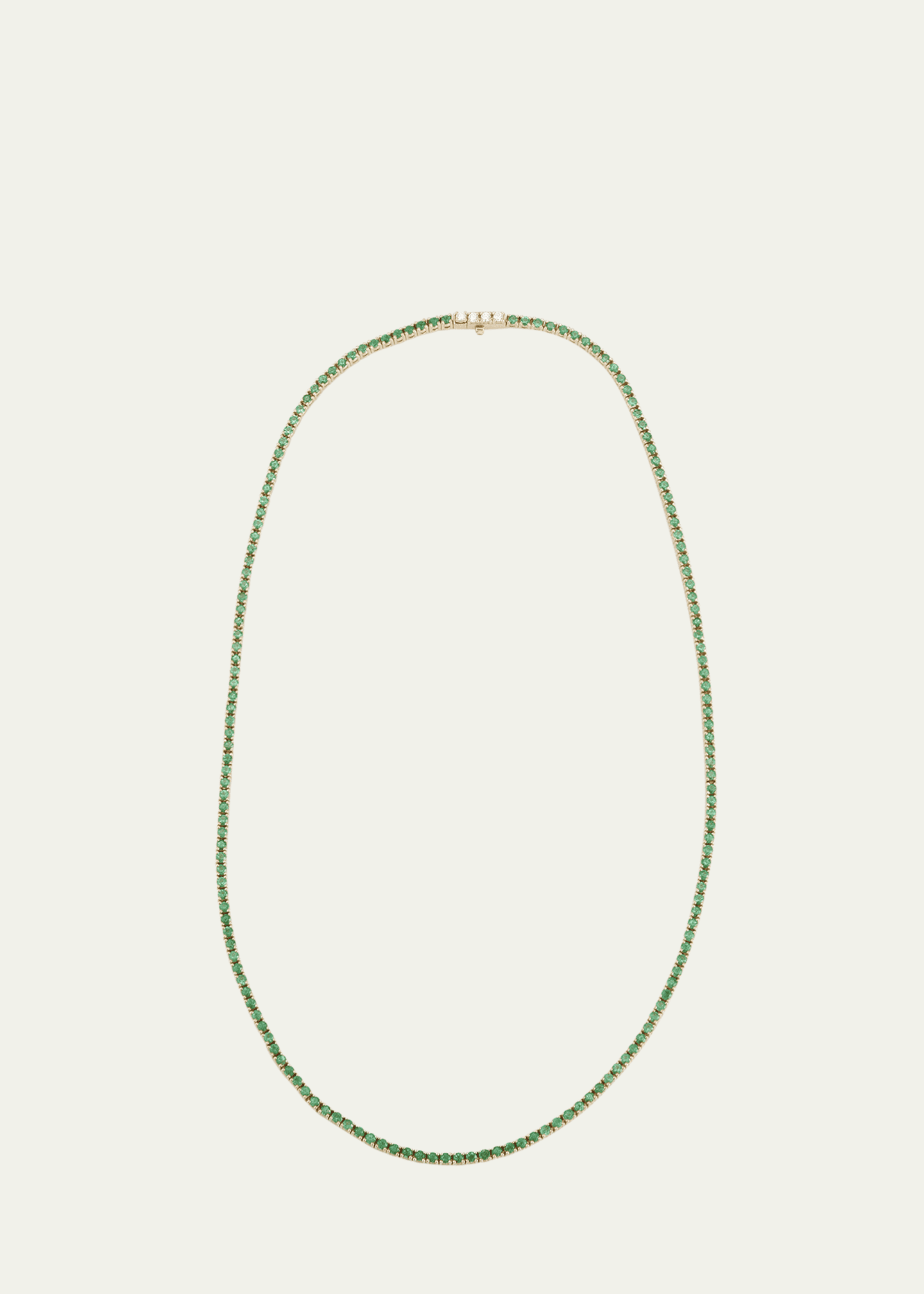 Nam Cho 18k Yellow Gold Riviera Diamond and Emerald Necklace Image 1 of 4