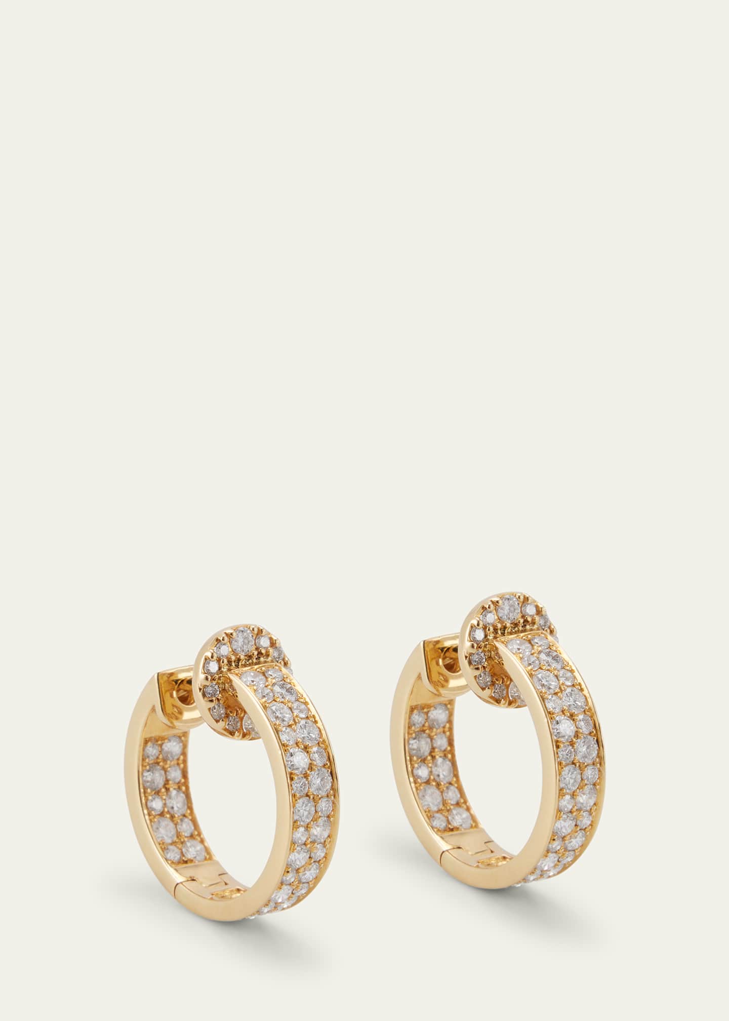 Nam Cho 18k Yellow Gold Diamond Modern Hoop Earrings Image 3 of 4