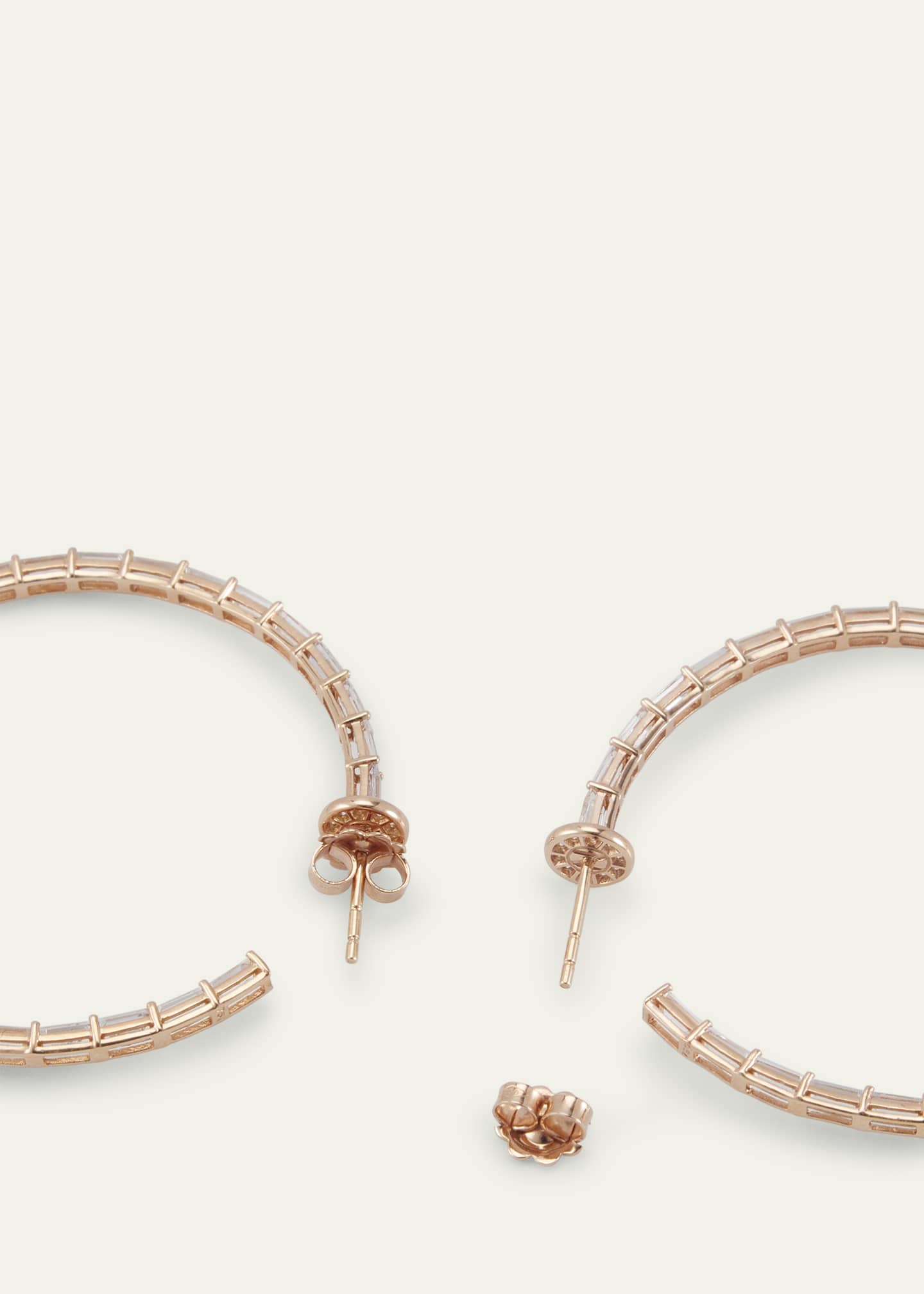 Nam Cho 18k Rose Gold White Sapphire and Diamond Hoop Earrings Image 4 of 4