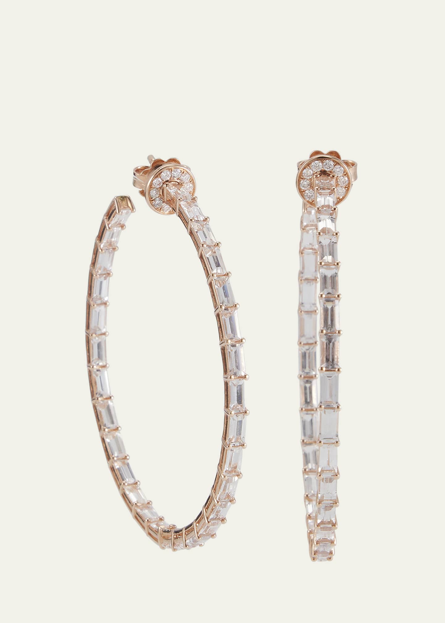 Nam Cho 18k Rose Gold White Sapphire and Diamond Hoop Earrings Image 1 of 4