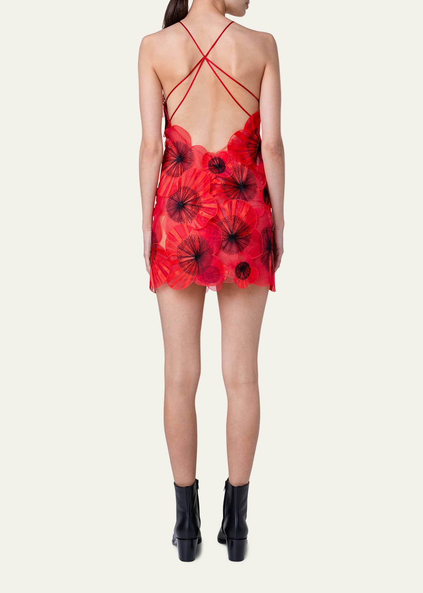 Akris Anemone Organza Flower Applique Mini Dress - Bergdorf Goodman