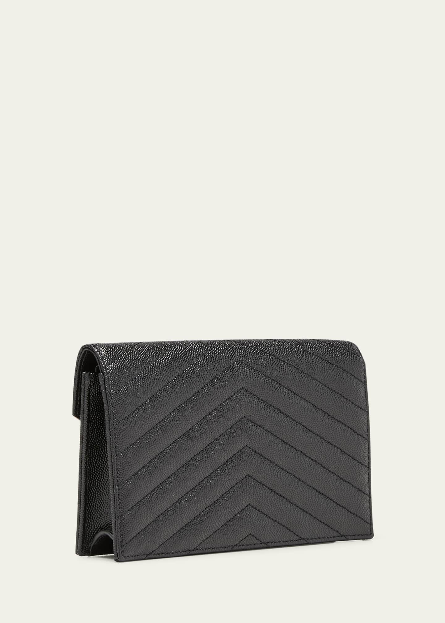 Saint Laurent Small YSL Envelope Leather Wallet on Chain