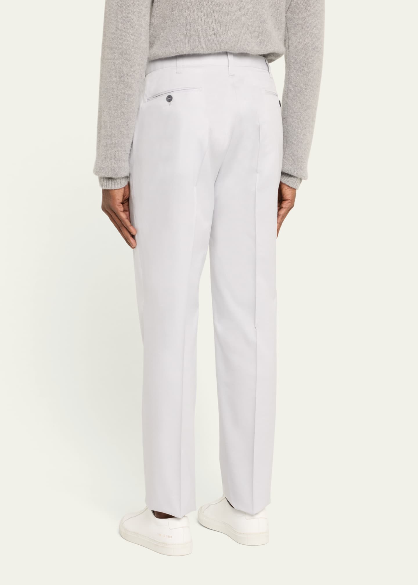 Cesare Attolini Men's Luxe Twill Flat-Front Trousers Image 3 of 5