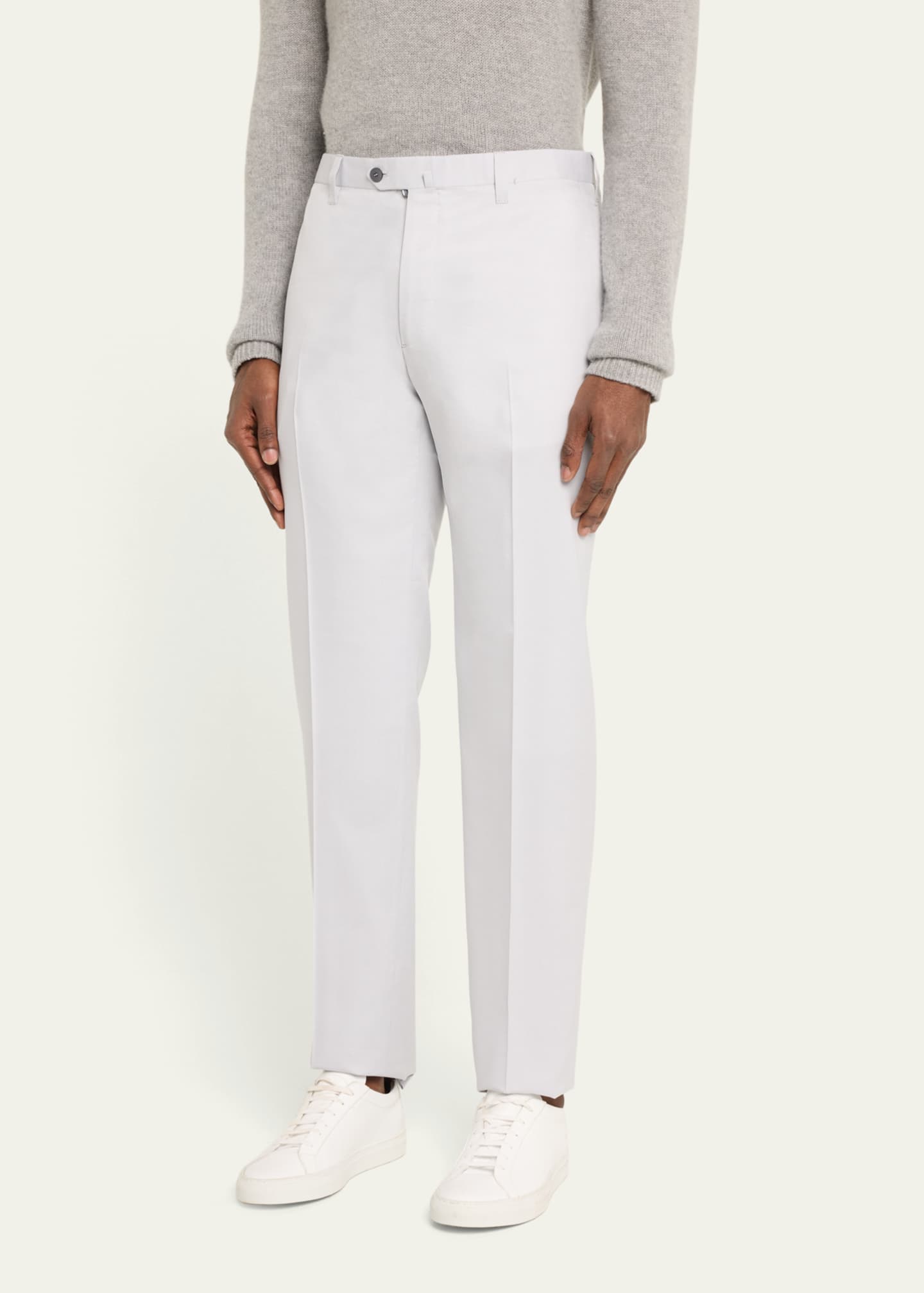 Cesare Attolini Men's Luxe Twill Flat-Front Trousers Image 4 of 5