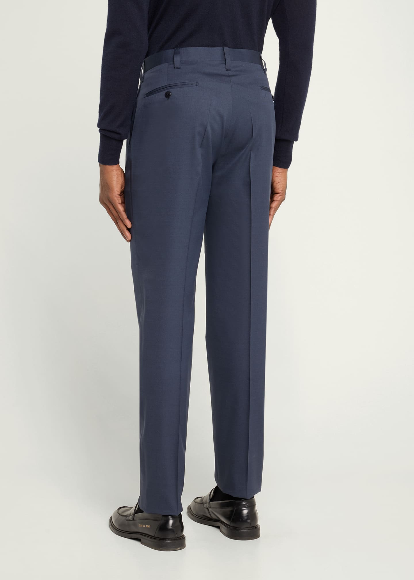Cesare Attolini Men's Luxe Twill Flat-Front Trousers Image 3 of 5