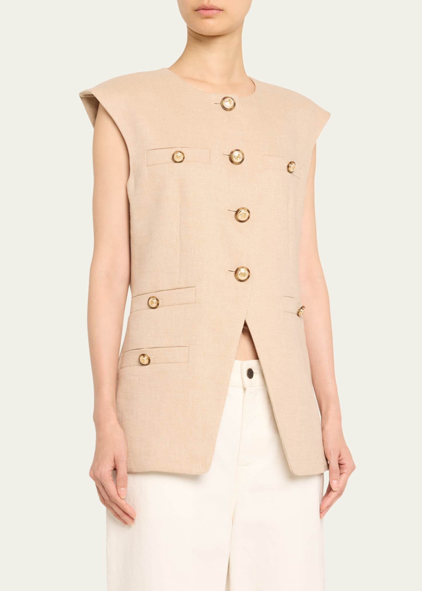 Veronica Beard Tamara Linen-Blend Vest - Bergdorf Goodman