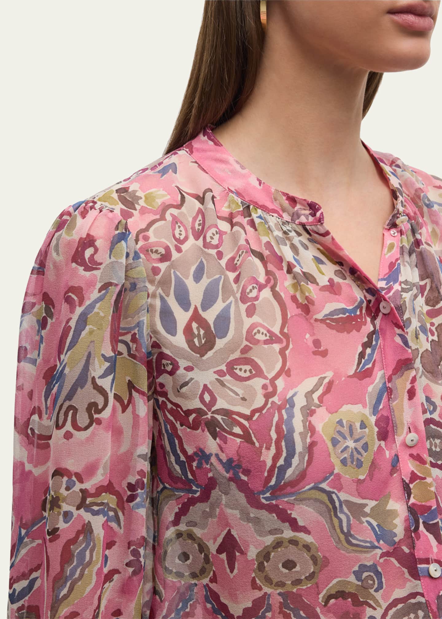 Veronica Beard Ashlynn Long-Sleeve Printed Silk Blouse - Bergdorf Goodman