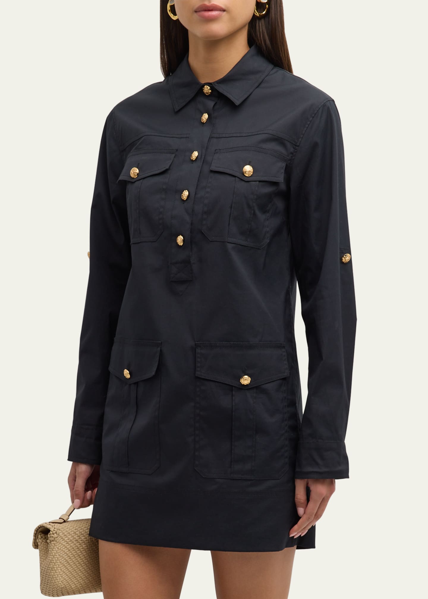 Veronica Beard Saude Long-Sleeve Utility Dress Image 4 of 5
