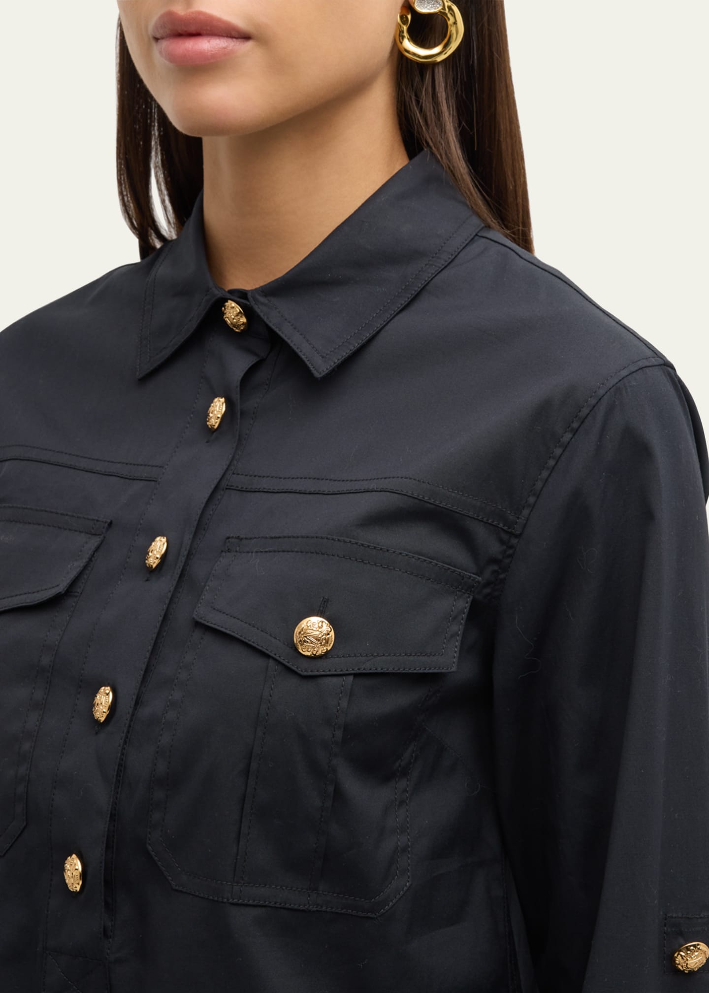 Veronica Beard Saude Long-Sleeve Utility Dress Image 5 of 5