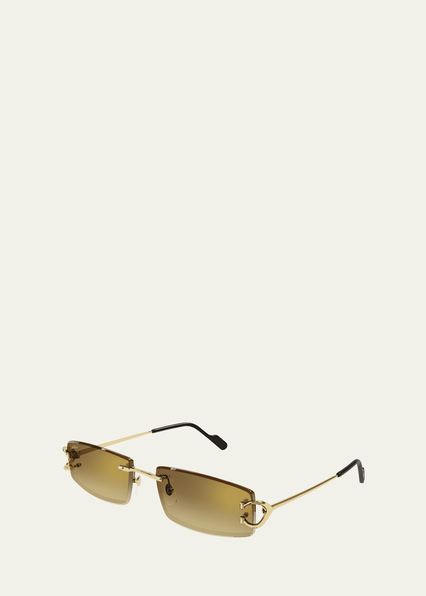 Cartier Men's Rimless Metal Rectangle Sunglasses Image 2 of 2