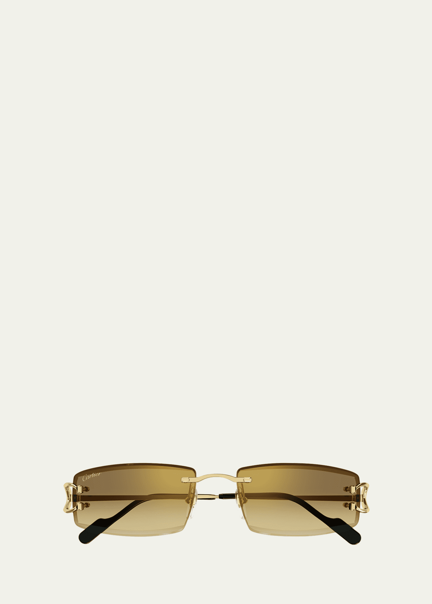 Cartier Men's Rimless Metal Rectangle Sunglasses Image 1 of 2