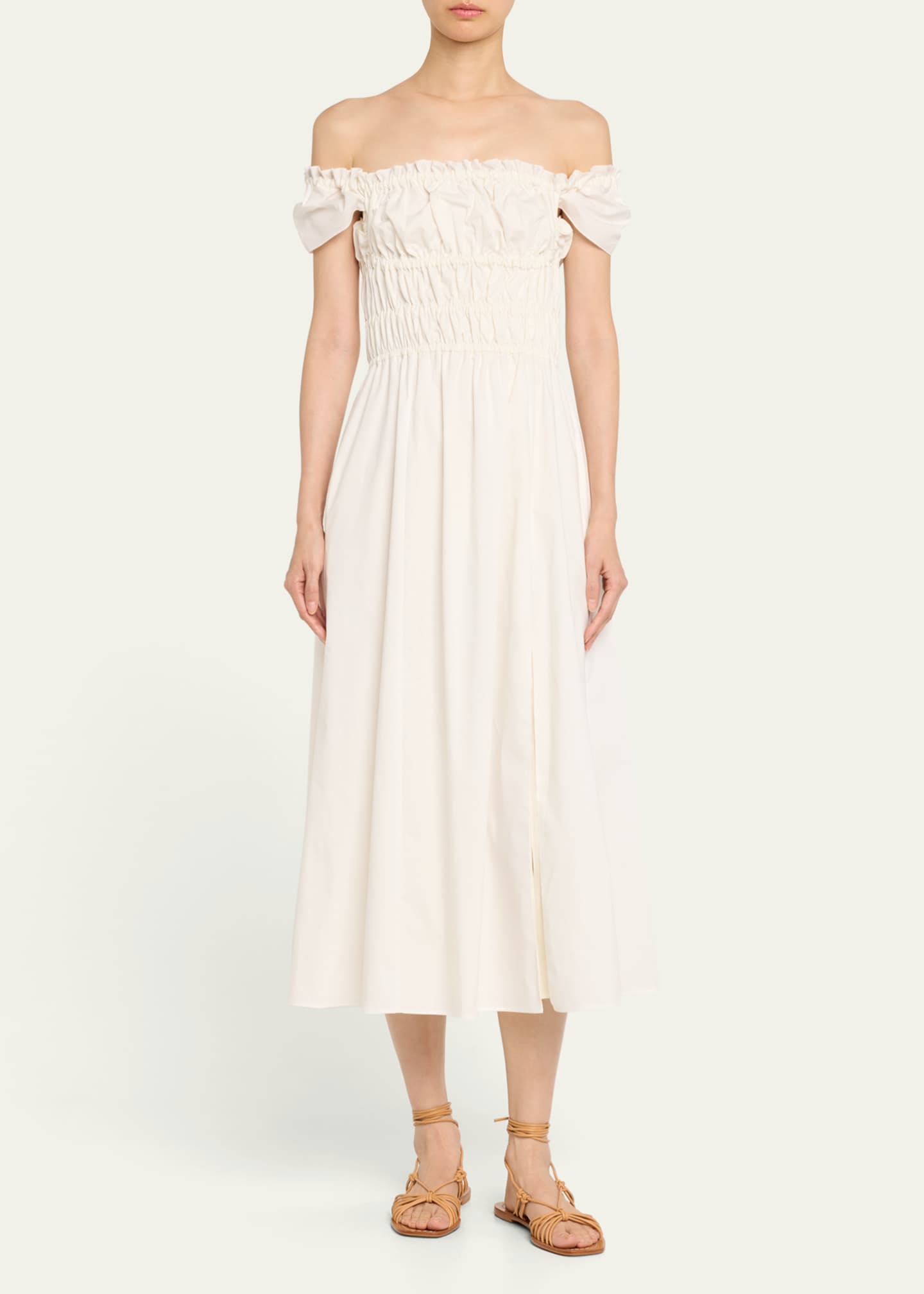 Altuzarra Lily Ruched Cap-Sleeve Midi Dress Image 2 of 5