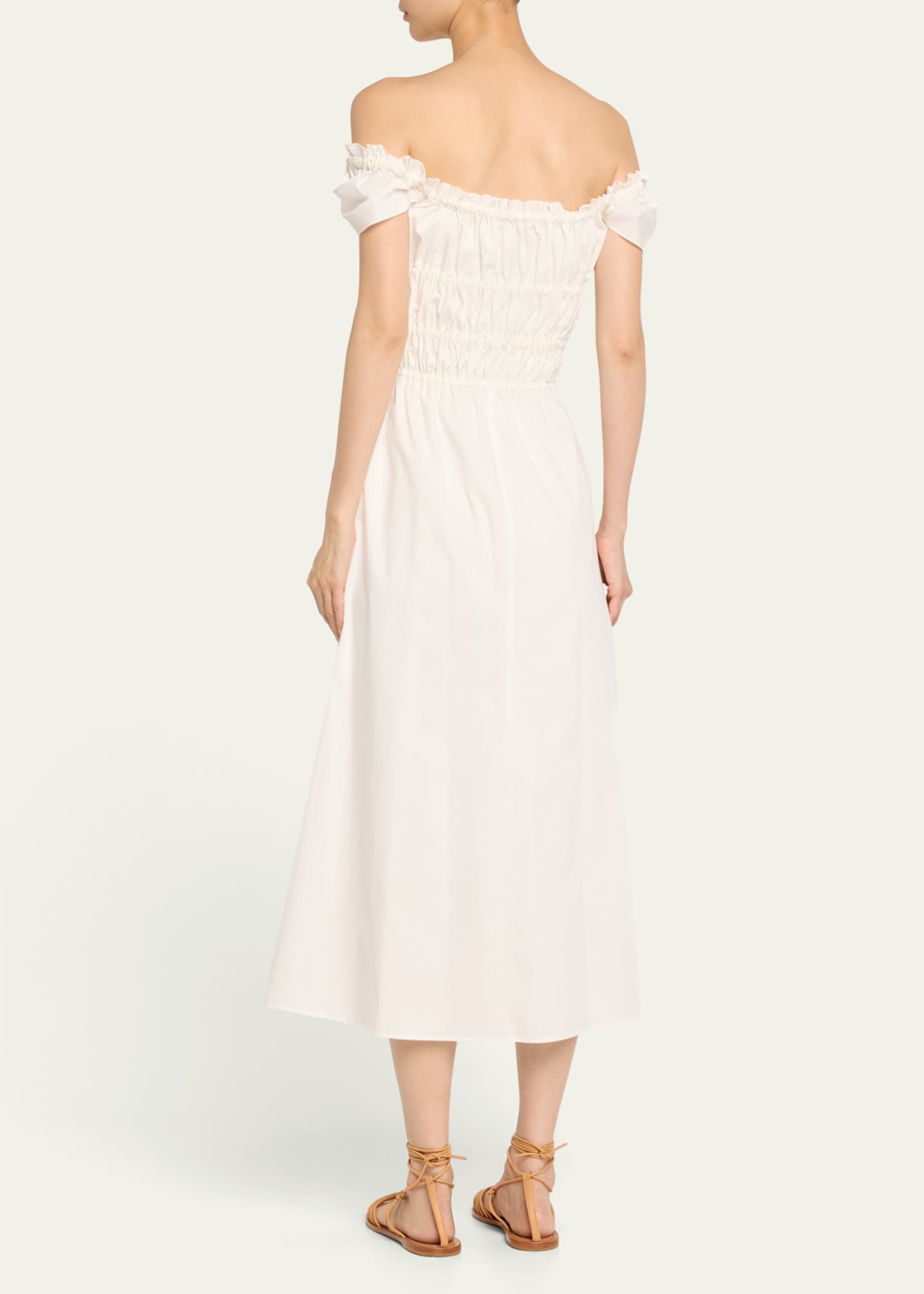 Altuzarra Lily Ruched Cap-Sleeve Midi Dress Image 3 of 5