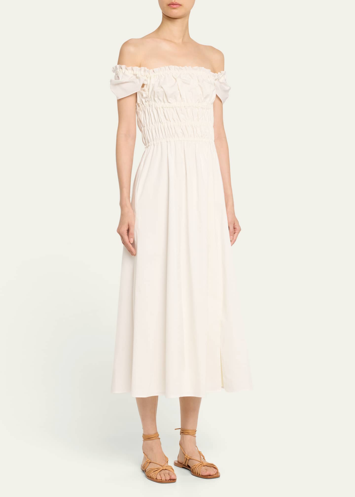 Altuzarra Lily Ruched Cap-Sleeve Midi Dress Image 4 of 5