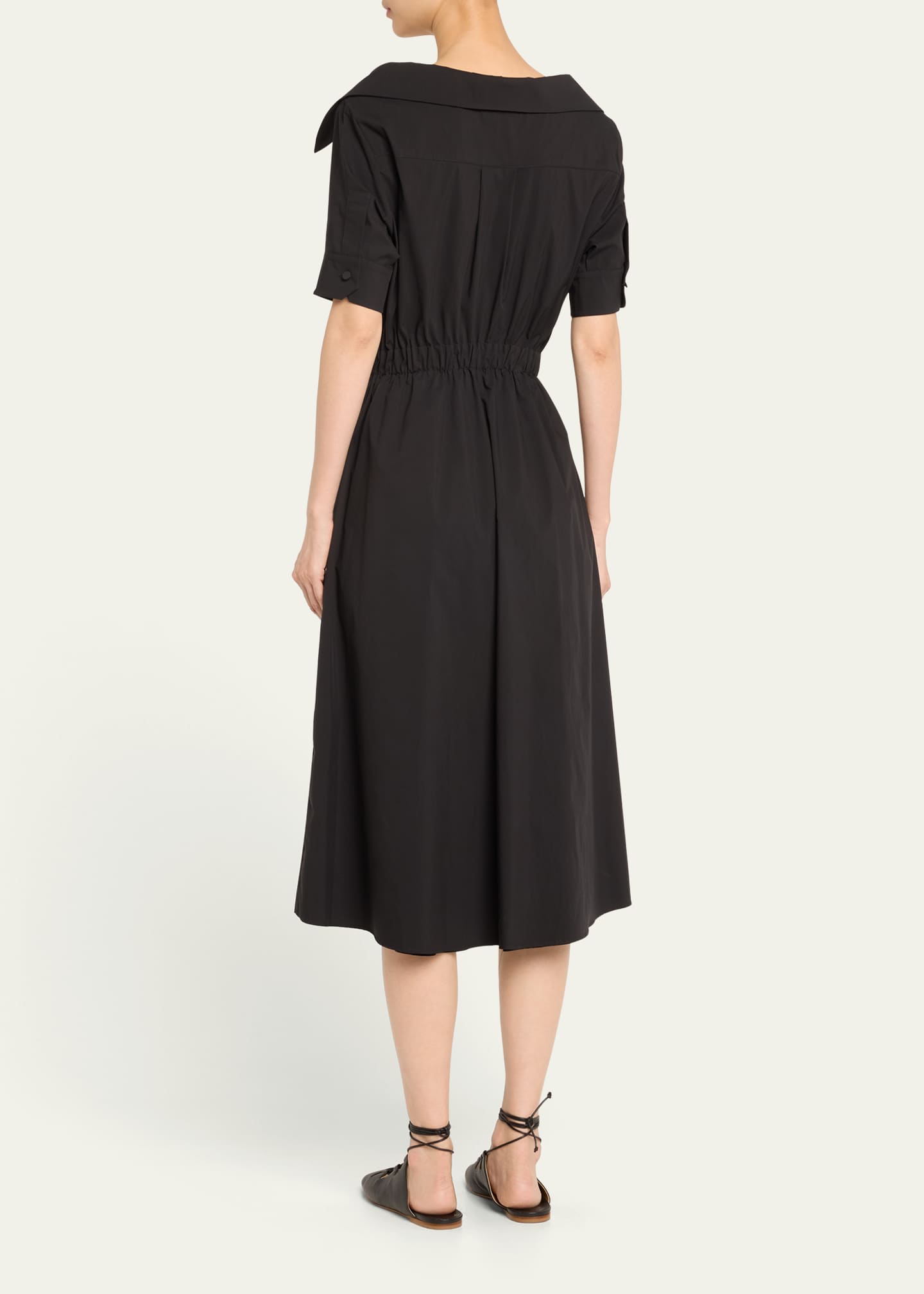 Altuzarra Lydia Short-Sleeve Midi Wrap Shirtdress Image 3 of 5