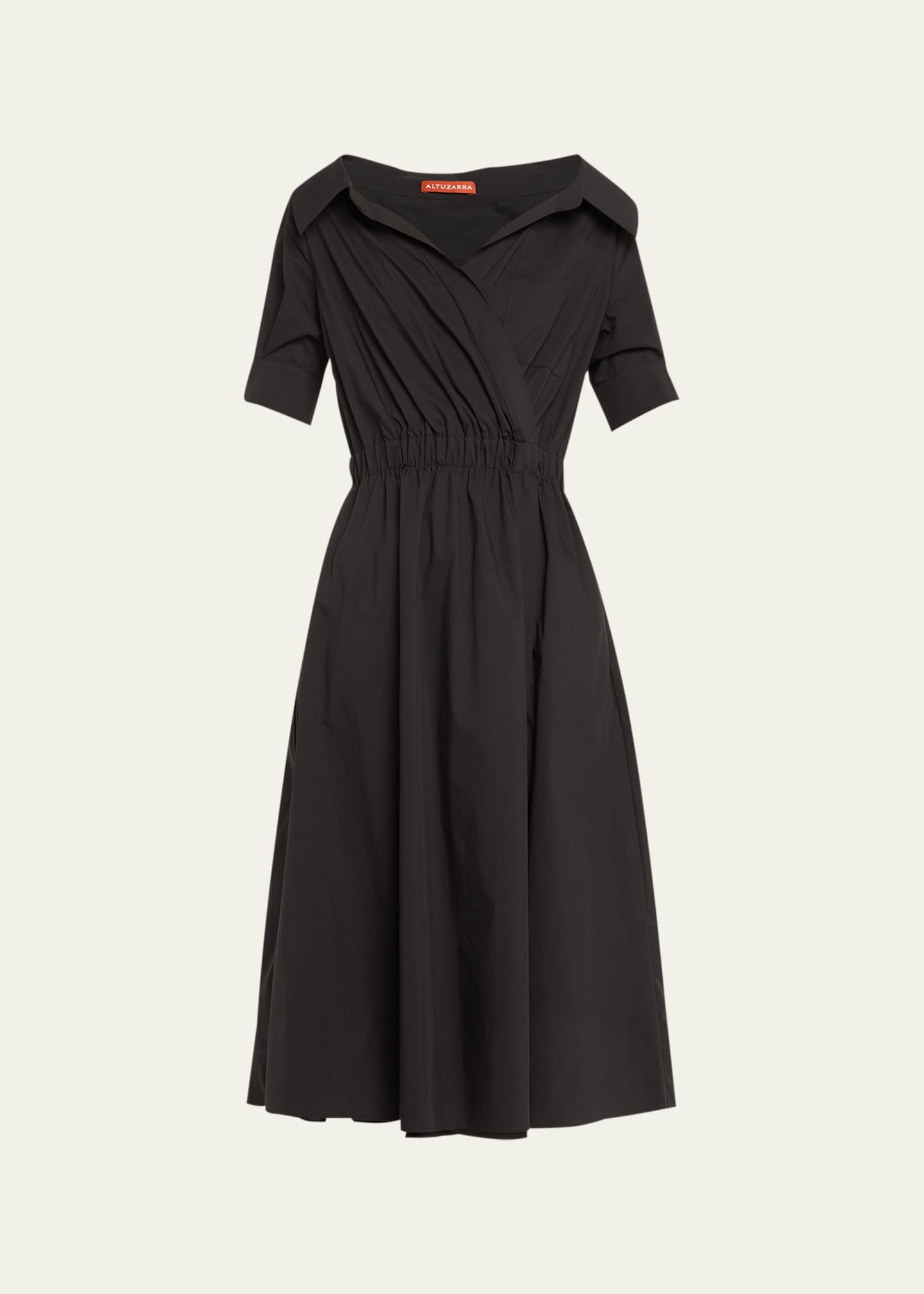 Altuzarra Lydia Short-Sleeve Midi Wrap Shirtdress Image 1 of 5