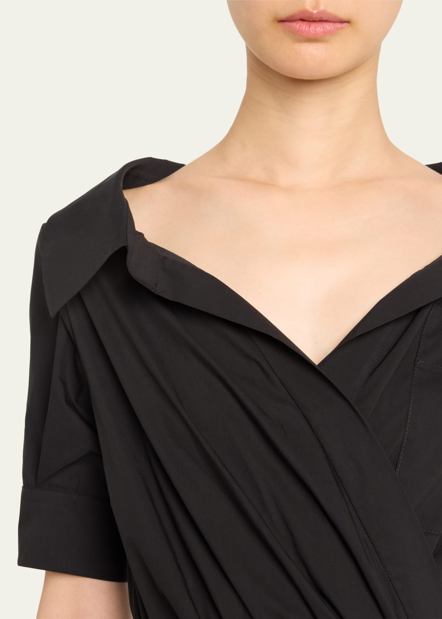Altuzarra Lydia Short-Sleeve Midi Wrap Shirtdress Image 5 of 5