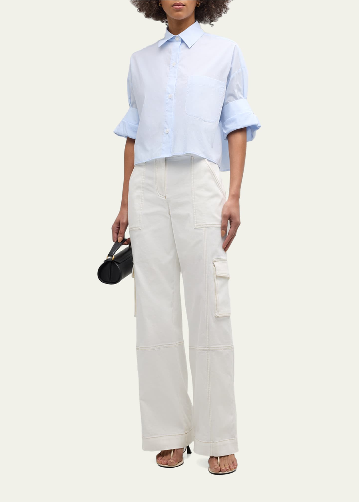 TWP Next Ex Cropped Shirt in Superfine Cotton Image 2 of 5