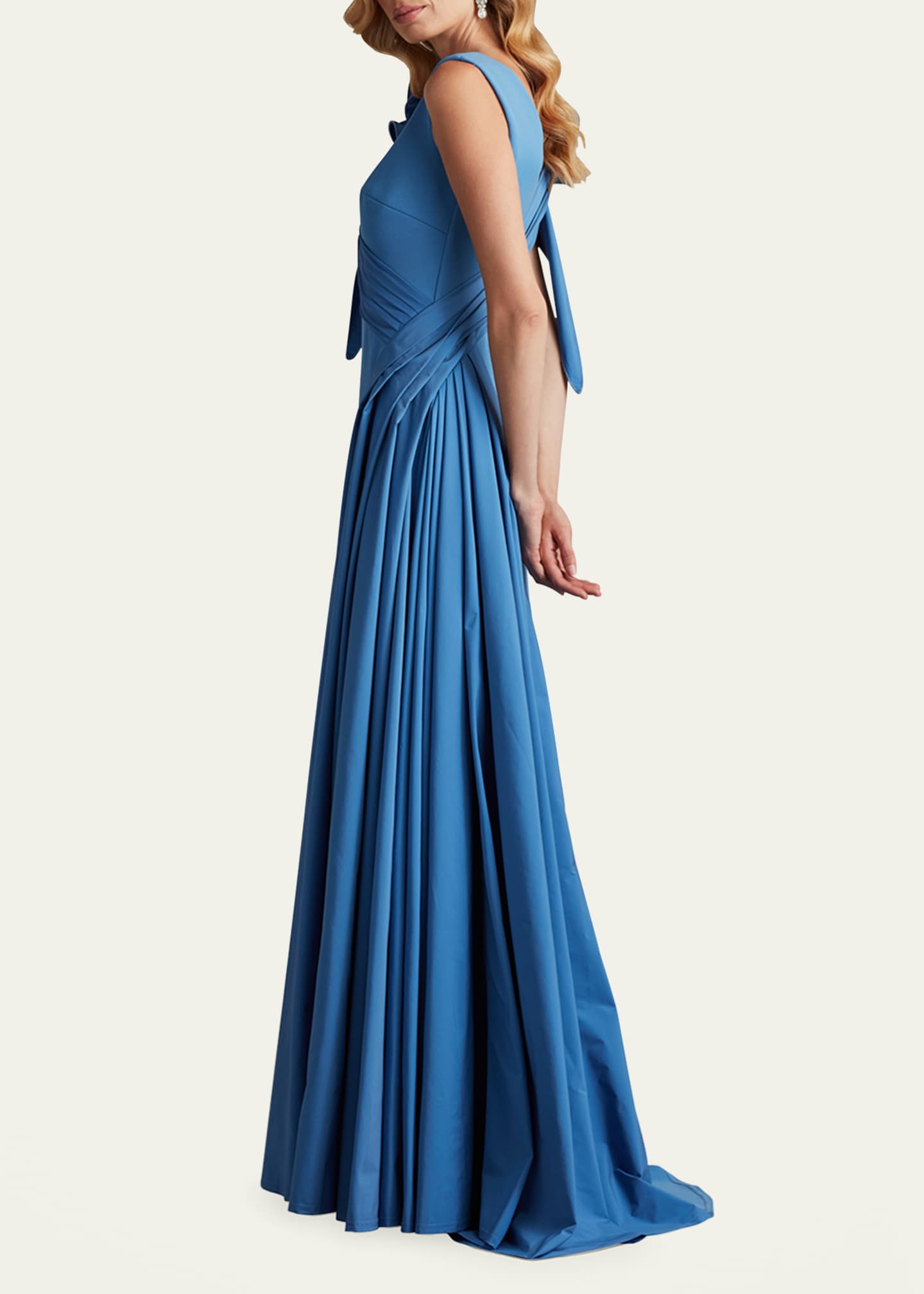 Tadashi Shoji Sleeveless Draped Ruffle Crepe Gown Image 4 of 5