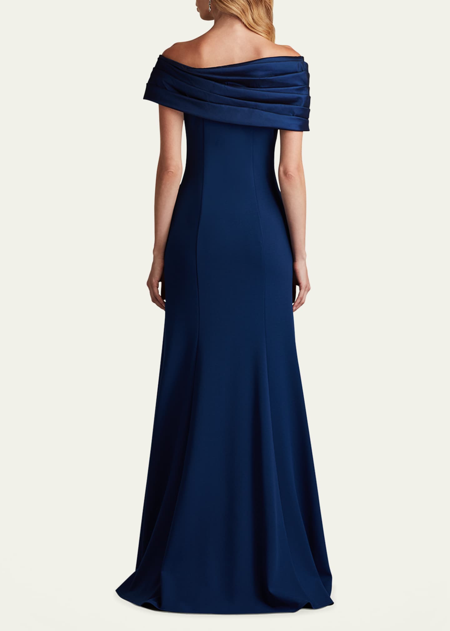 Tadashi Shoji Off-Shoulder A-Line Crepe & Taffeta Gown Image 3 of 5