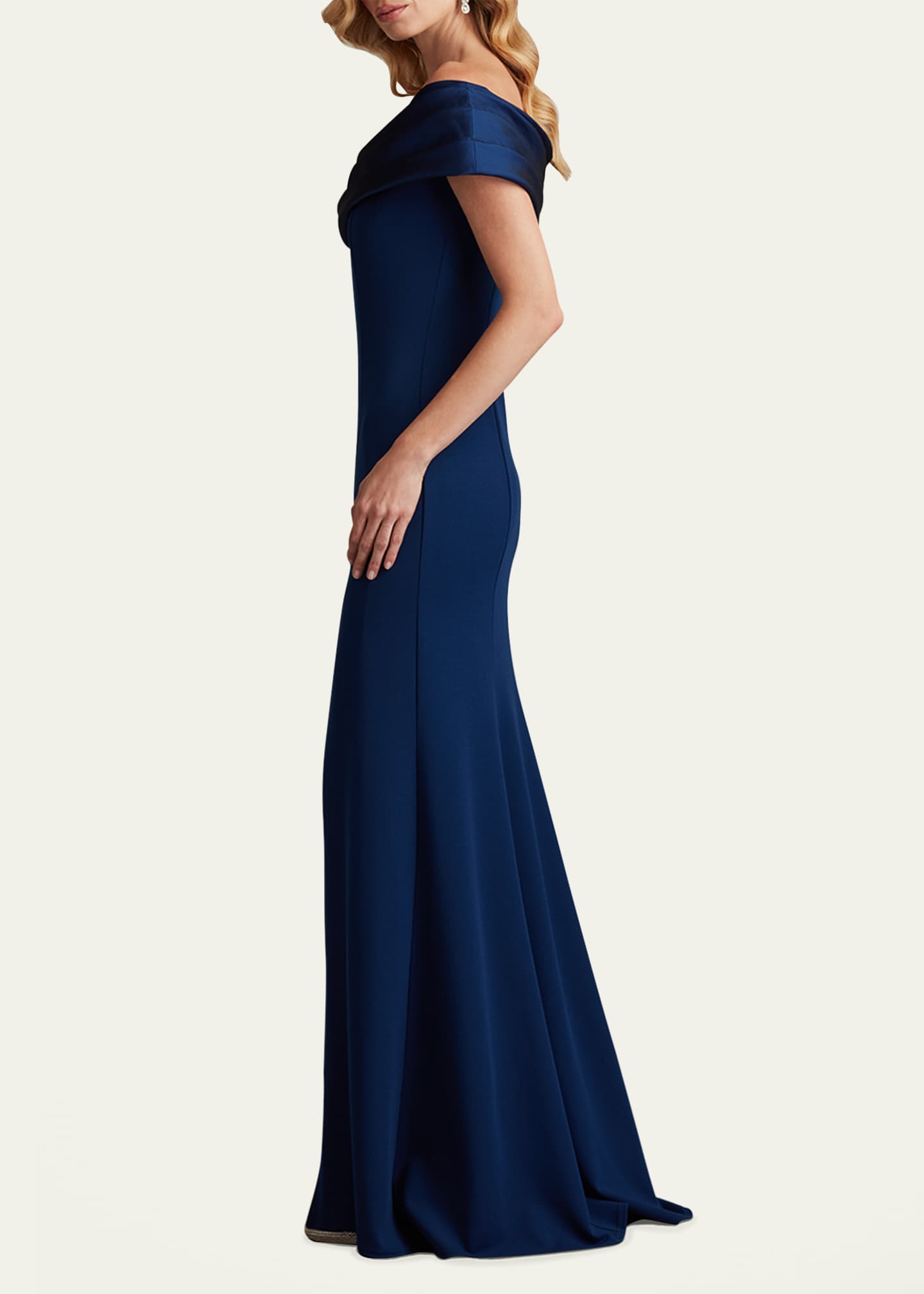Tadashi Shoji Off-Shoulder A-Line Crepe & Taffeta Gown Image 4 of 5
