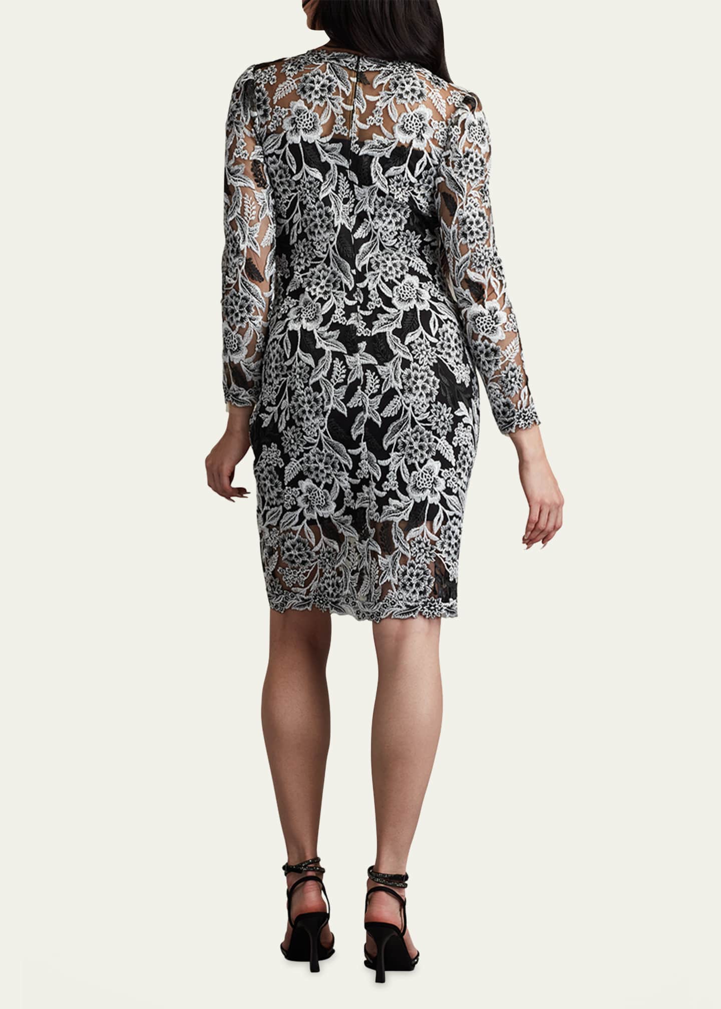 Tadashi Shoji Floral-Embroidered Illusion Midi Dress Image 3 of 5