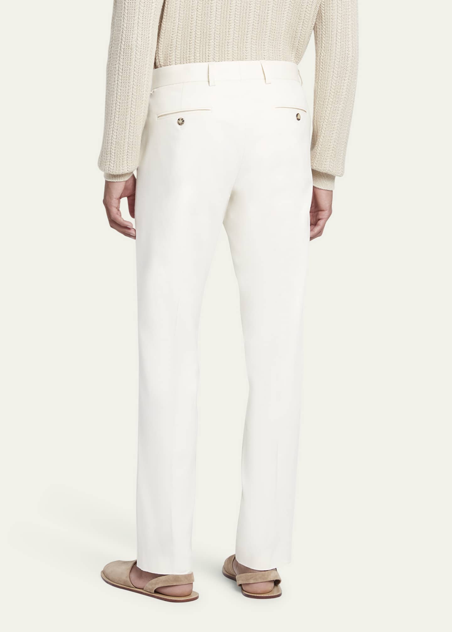 Ivory, Cotton Stretch Slim Trousers