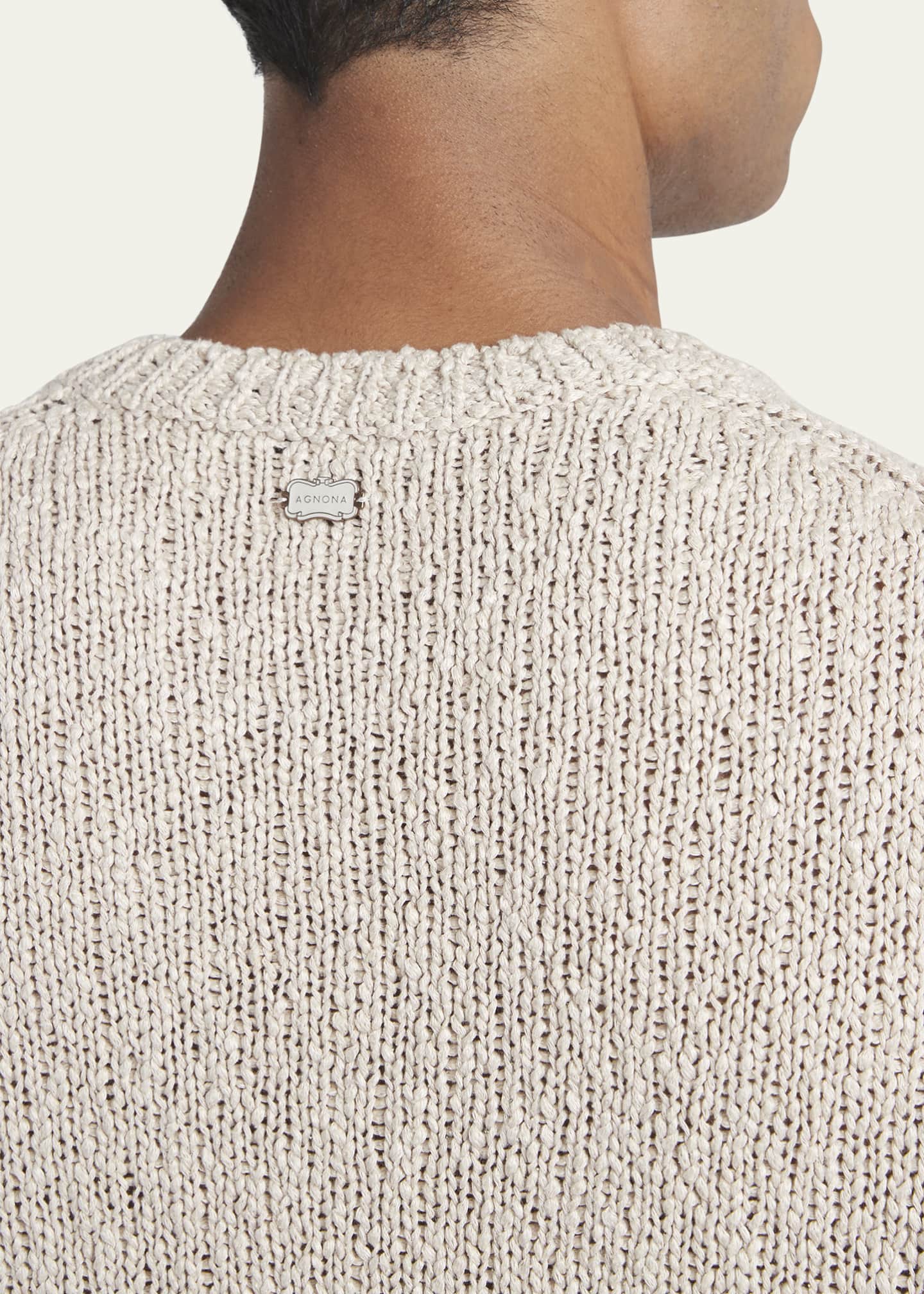 Agnona crew-neck silk-blend jumper - Brown