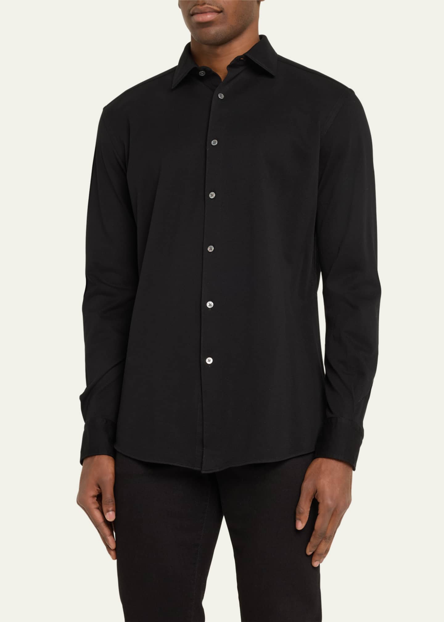 ZEGNA Men's Cotton Jersey Casual Button-Down Shirt