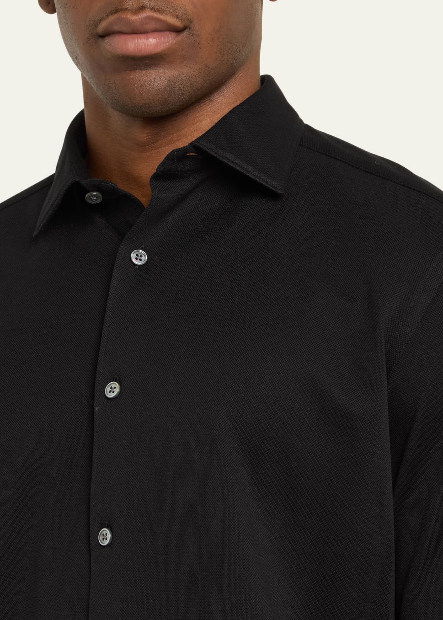 ZEGNA Men's Cotton Jersey Casual Button-Down Shirt