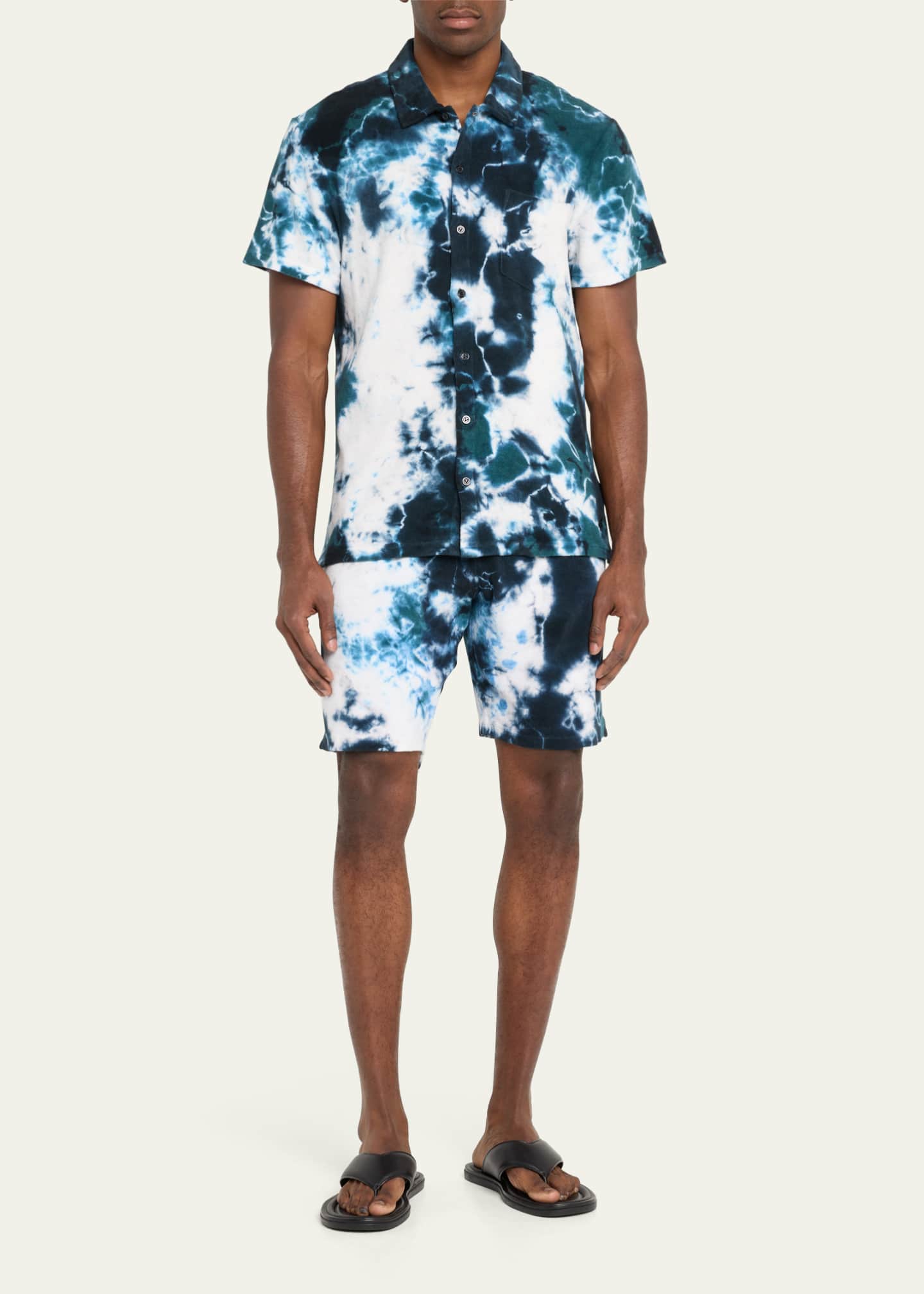 Vilebrequin Men's Terrycloth Ocean Tie-Dye Bermuda Shorts Image 2 of 5