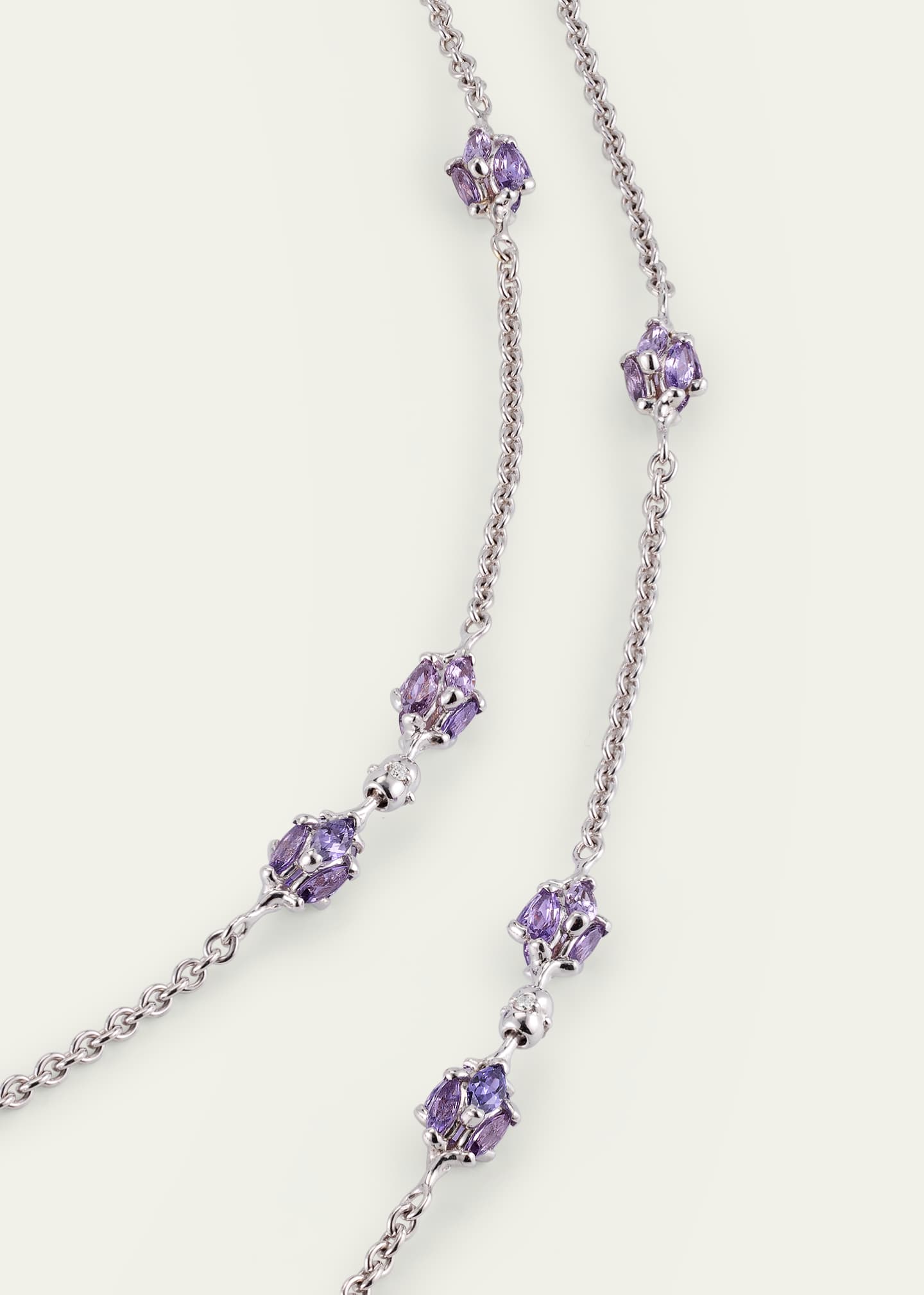 Paul Morelli 18k White Gold Purple Sapphire and Diamond Dahlia Necklace Image 3 of 4