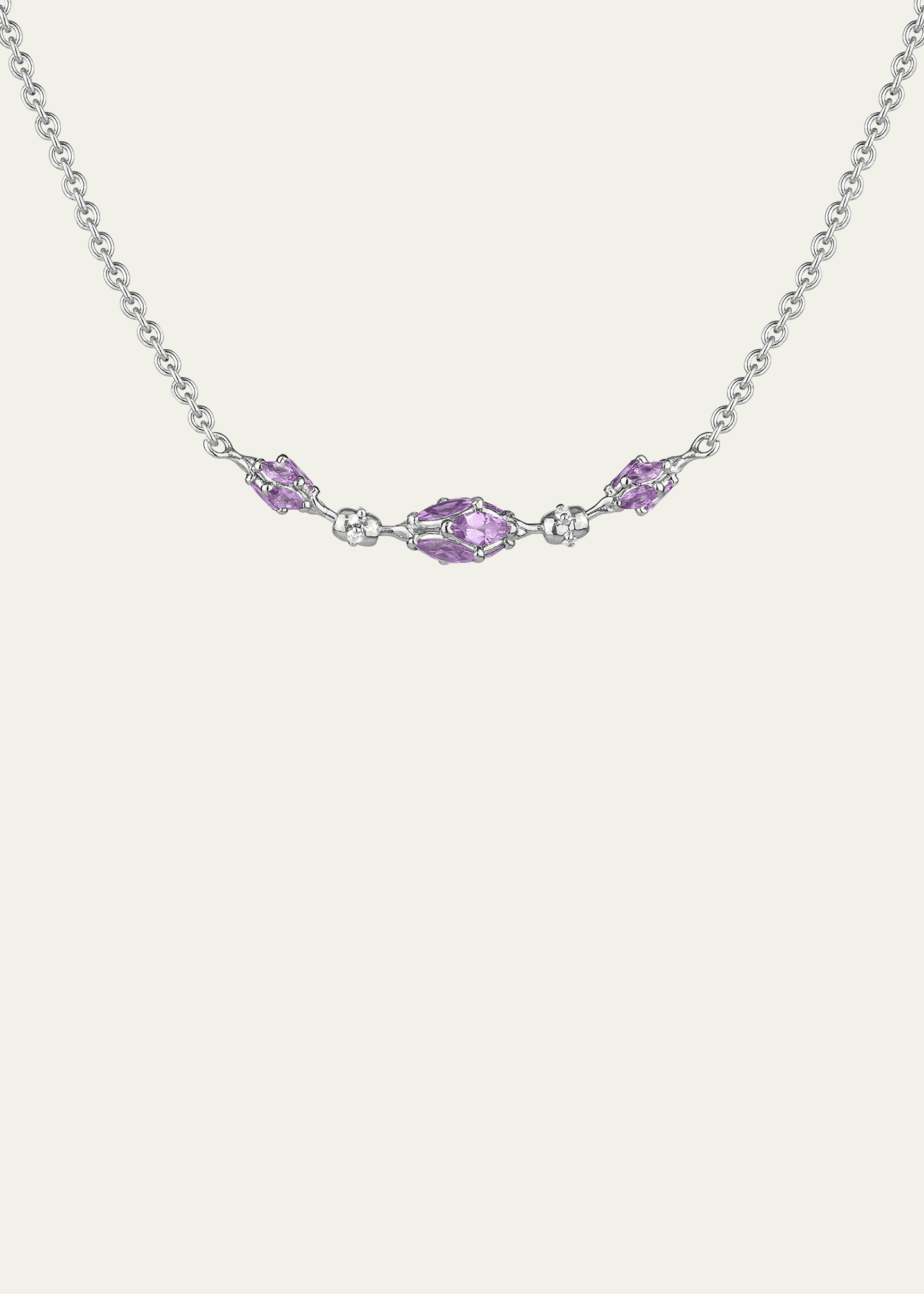 Paul Morelli 18k White Gold Purple Sapphire and Diamond Dahlia Necklace