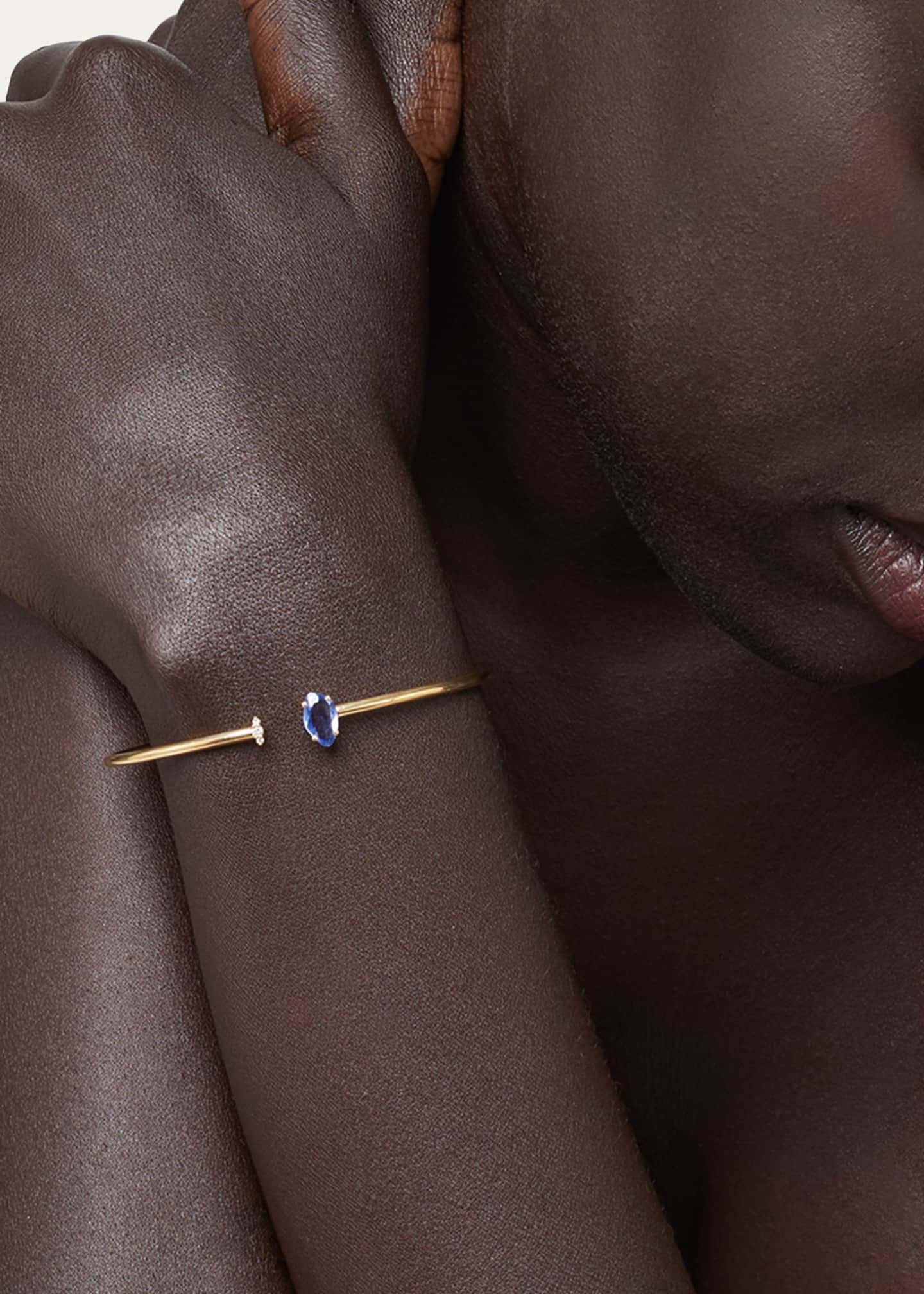 JIA JIA Blue Sapphire and Diamond Bendable Cuff Bracelet in 14K Gold Image 2 of 2